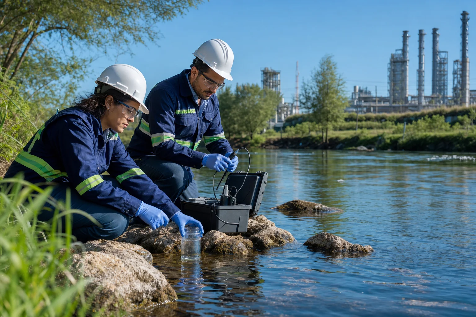 Especialistas realizando monitoreo ambiental